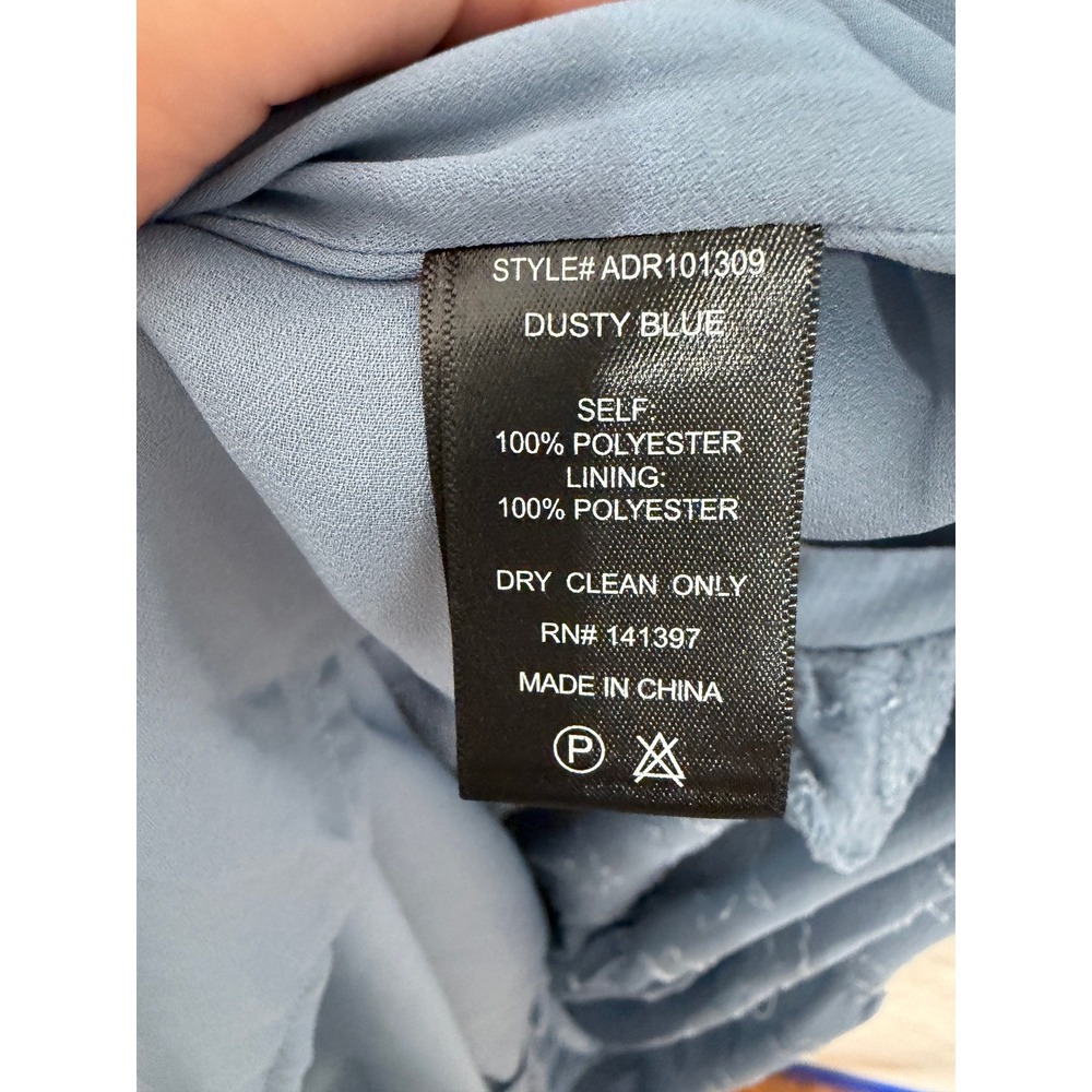 ASTR The Label Maxi Dress Sz Small Dusty Blue Ruffle Cutout Floral Formal Party - Picture 6 of 7